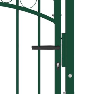 Berkfield Home Elegant Fence Gate with Arched Top Steel 100x125 cm Green