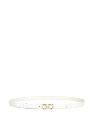 Ferragamo hammered buckle belt - White