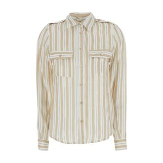 Semicouture Striped Linen Shirt - female - Semicouture - Shirts - Beige - S - Blouses & Shirts
