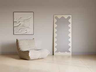 Vente-Unique Grande specchio in Metallo con struttura ondulata L. 70 x H.160 cm Beige - GANSU