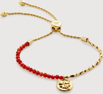 Monica Vinader Gold Lucky Gemstone Friendship Bracelet Red Onyx
