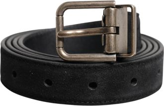 Dolce & Gabbana Zwart Kalfskleren Classic Metalen Gesp Riem