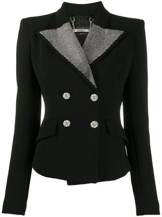 Philipp Plein double-breasted embellished blazer - women - Polyester/Acetate/Viscose - S - Black