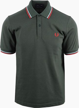 Fred Perry Mens FRED PERRY MADE IN ENGLAND TWIN TIPPED POLO TARTAN GREEN - Size: 40