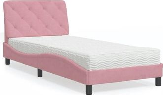 vidaXL Cama Con Colch&oacute;n Terciopelo Rosa 80x200 Cm Vidaxl