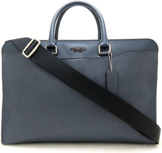 Coach Navy Leather Briefcase (Pre-Owned)
