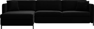 MICADONI 4-Sitzer Design Ecksofa Gloria mit Bettfunktion (140 x 205 cm) - Samtbezug Schwarz