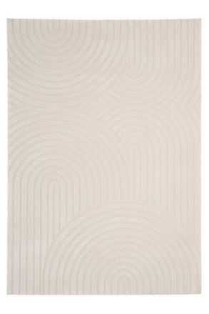 Kukoon Retro Grooves Plush Pile Cream Beige Living Room Area Rug | Size: 240 cm x 330 cm