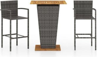 vidaXL Conjunto De Bar Para Jard&iacute;n 3 Piezas Gris Vidaxl
