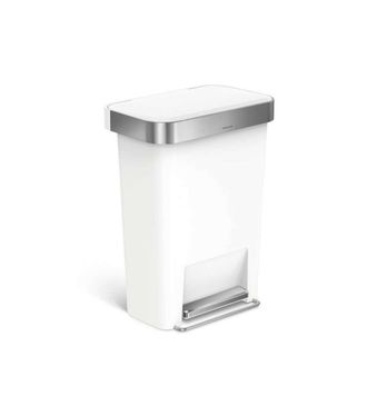 Simplehuman Papelera De 45 L, Con Bolsillo Para Bolsa, Inoxidable/blanco Cw1387cb
