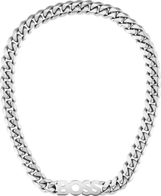 BOSS Curb-chain necklace with logo plate