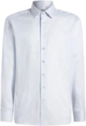 Etro Klassiek Jacquard Overhemd - Heren - Zakelijke Overhemden - Blauw - M - Katoen - Overhemden