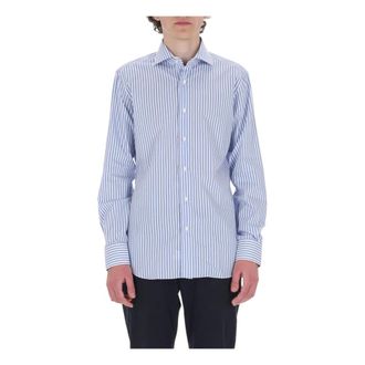 Barba Camicia rigata Journey - Heren - Casual Overhemden - Blauw - L - Katoen - Overhemden