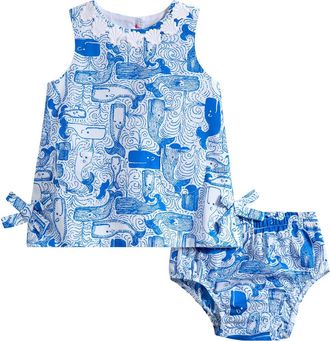 Lilly Pulitzer Lilly Shift & Bloomer Set in Nassau Blue Thar She Blows at Nordstrom, Size 12-18M
