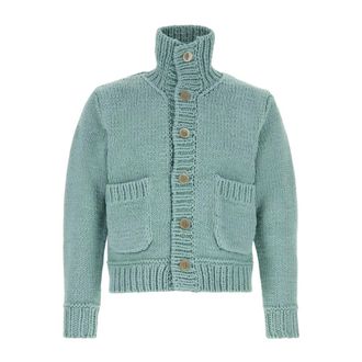 Junya Watanabe Cardigans, male, Blue, Size: M Light-blue Cotton Blend Cardigan