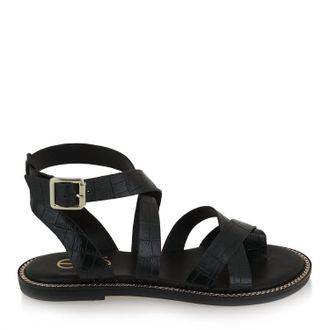 Ex&eacute; Womens Alexia Flat Strappy Sandal In Black