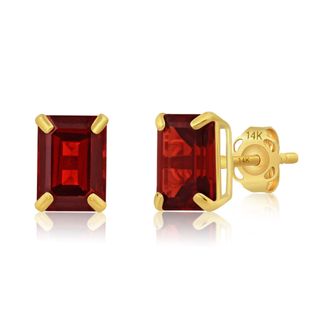MAX + STONE 14k Yellow Gold Solitaire Emerald-Cut Gemstone Stud Earrings (7x5mm)