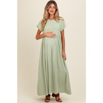 Pinkblush Ruffle Trim Maxi Dress in Light Olive at Nordstrom, Size Small