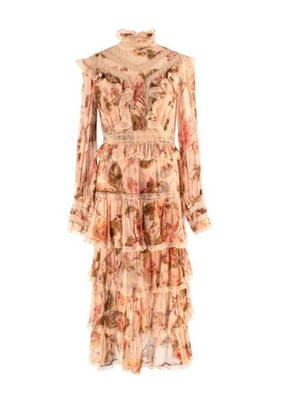 Zimmermann Pink Lace Ruffle Maxi Dress Size S