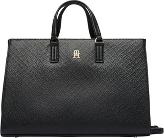 Tommy Hilfiger Handbags, female, Black, Size: ONE SIZE TH Daily Satchel Mono