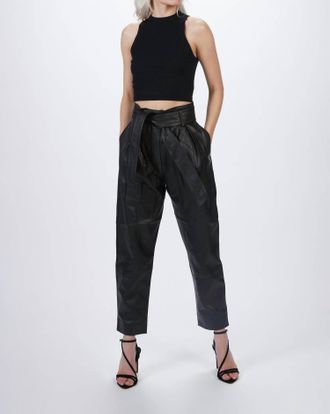 Smythe Pleated Leather Pant In Black