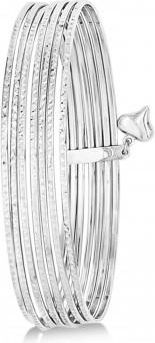 Allurez Diamond-Cut Slip-On Seven Bangle Bracelets 14k White Gold