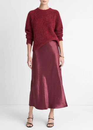 Vince Side Slit Slip Skirt In Bordeaux