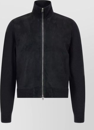 Tom Ford suede panel wool zip-up cardigan