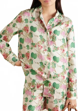 Emporio Sirenuse Kelsy Button Down Shirt In Green Multi