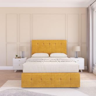 Sloomy Cambridge Divan Bed Set With No drawers & Matching Footboard - Plush Velvet in Gold | Size: Small Single