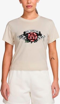 Nike Jordan Logo Graphic Baby Tee in Light Ore Wood Brown/Black at Nordstrom Rack, Size X-Small