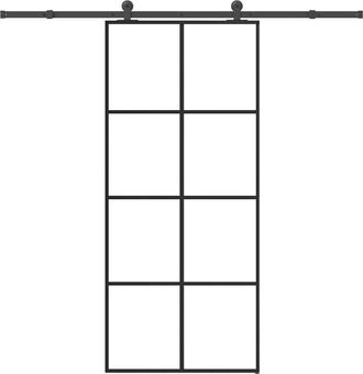 vidaXL Vidaxl - Puerta Corredera Con Set Herrajes Vidrio Esg Aluminio 90x205 Cm