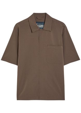 Herno Striped Seersucker Shirt - Dark Brown - 54 (UK44 / Xxl)