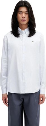 Lacoste Regular Fit Gestreepte Pinpoint Overhemd - Heren - Zakelijke Overhemden - Blauw - M - Katoen - Overhemden