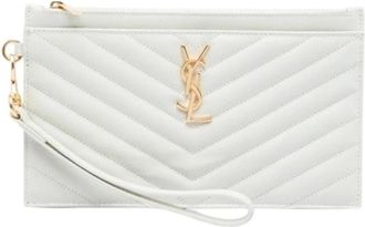 Saint Laurent Pre-owned Vintage Quilted Clutch - Dames - Vintage Clutch - Wit - ONE Size - Leer - Vintage