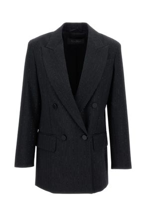Max Mara Black Embellished Notched Lapel Blazer
