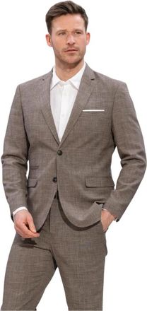 Selected Kostuums, Heren, Grijs, S, Leer, Slhslim-Oasis Linen BLZ Noos