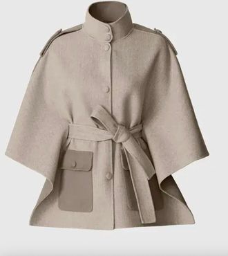 Mackage Womens Ladies Wool Cape In Taupemix