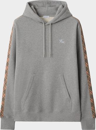 Burberry Mens Check-Trim Cotton Hoodie