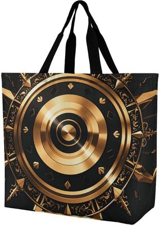 Generic Gold Black Wallpaper Grocery Bag Eco Friendly Shopping Bag Foldable Grocery Bags For Ladies Casual Picnic