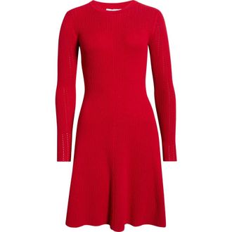 Madewell Tina Pointelle Sweater Minidress in Crimson at Nordstrom, Size Xx-Large