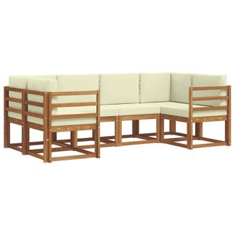 vidaXL Conjunto De Sof&aacute;s De Exterior Con Coj&iacute;n 6 Pcs Natural Y Crema Vidaxl
