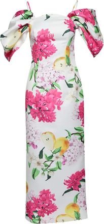 LEO LIN Abito Arabella lungo a fiori - Bianco