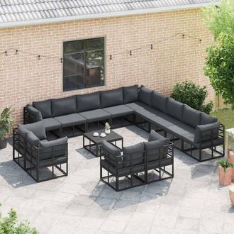 Berkfield Home Garden Sofa Set 14 pcs Black 70 x 70 x 32 cm Aluminium