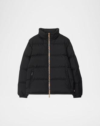 Burberry Mens Check-Zip Down Jacket