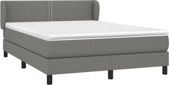 vidaXL Cama Box Spring Con Colch&oacute;n Tela Gris Oscuro 140x190 Cm Vidaxl