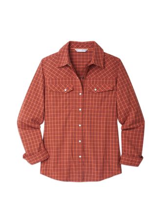 Stio | Womens Eddy Shirt Long Sleeve, Size Extra Small in Cedar Blush Plaid