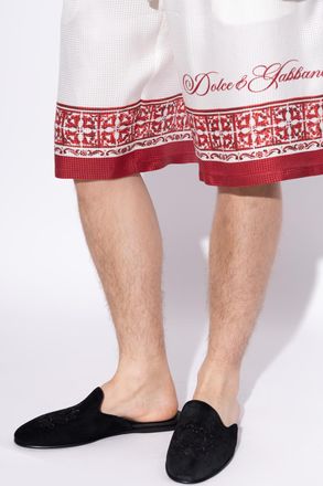 Dolce & Gabbana Suede Slides, Mens, Black