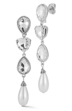 Glaze Jewelry Cubic Zirconia & Faux Pearl Link Drop Earrings in Silver at Nordstrom Rack