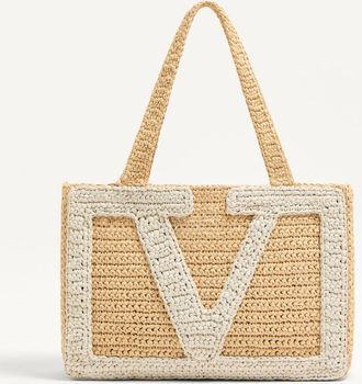 Valentino Garavani Valentino Garavani Viva Superstar Medium Shopping Bag In Raffia Wo